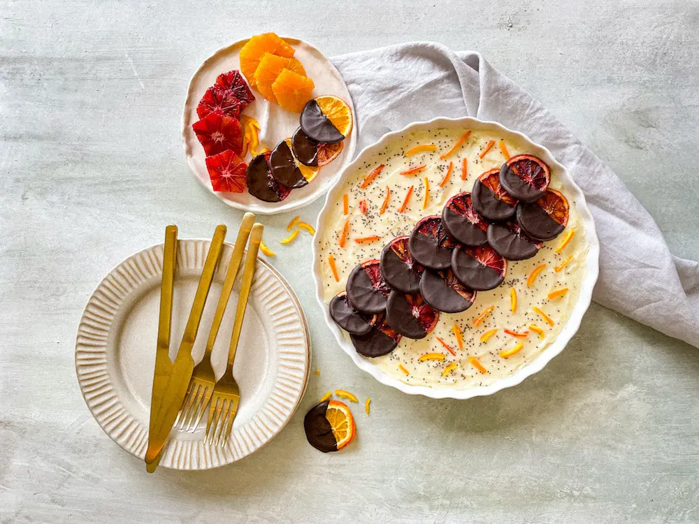 Portakallı Tahinli Çıtır Vegan Tart