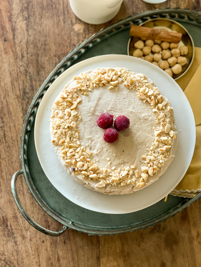 Vegan chai tea latte cheesecake tepside sunum