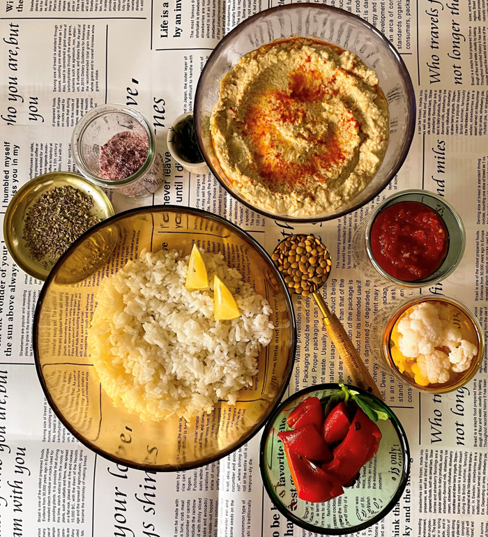 Köz biberli humuslu mercimek bowl tarifi malzemeleri